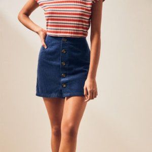 PacSun Button Front Corduroy Blue Skirt, Size 26